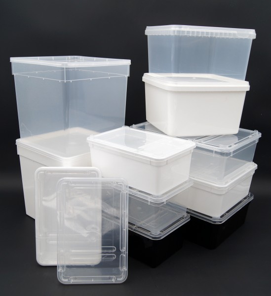 5er PACK - Braplast Dosen mit Deckel transparent|weiß